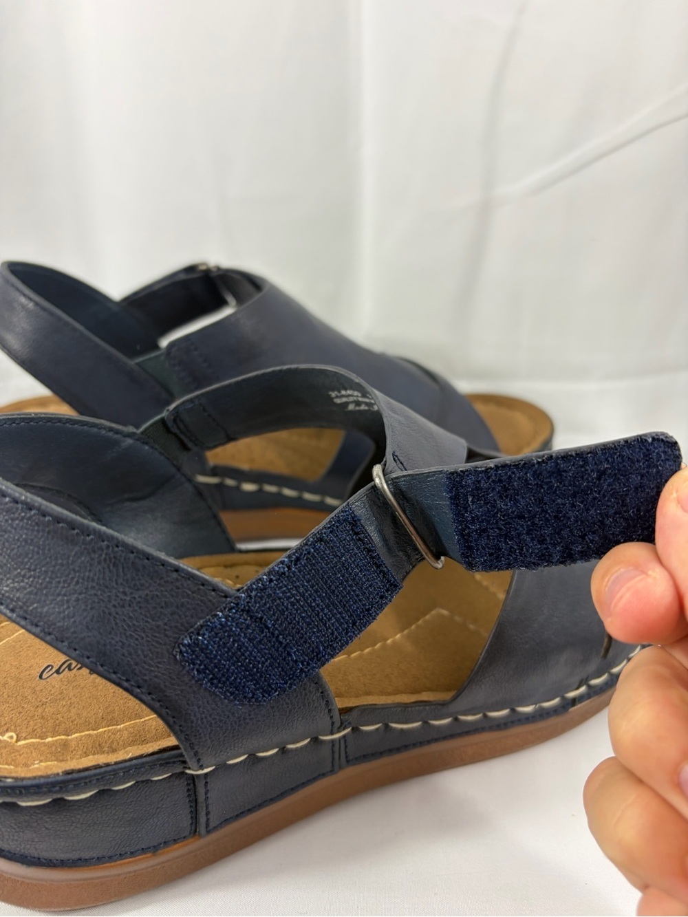 NWT Easy Street Women’s Size 8W Navy Blue Sandals - Picture 5 of 9